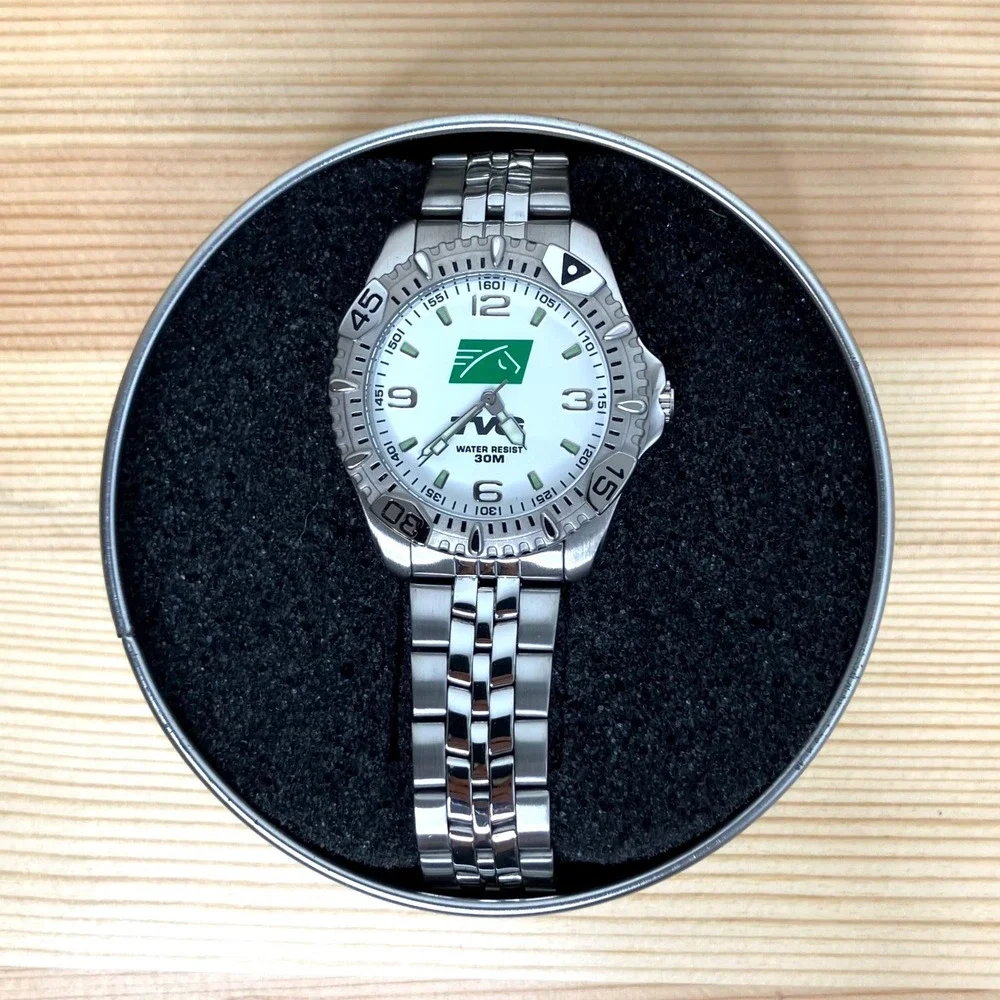 Sweda TVG Mens Watch Quartz Japan Movement Silver Stainless Steel Link Bracelet